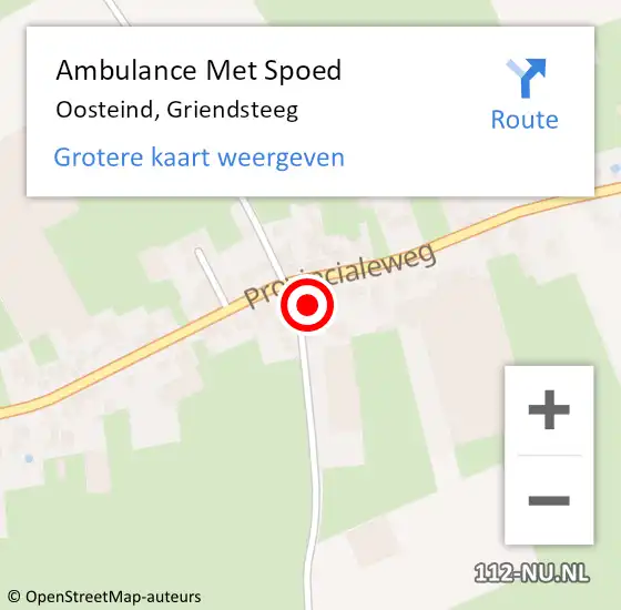 Locatie op kaart van de 112 melding: Ambulance Met Spoed Naar Oosteind, Griendsteeg op 18 juli 2016 10:03