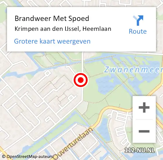 Locatie op kaart van de 112 melding: Brandweer Met Spoed Naar Krimpen aan den IJssel, Heemlaan op 18 juli 2016 10:16