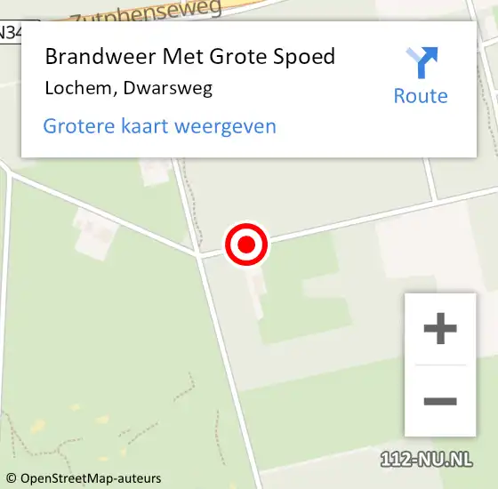 Locatie op kaart van de 112 melding: Brandweer Met Grote Spoed Naar Lochem, Dwarsweg op 18 juli 2016 11:01