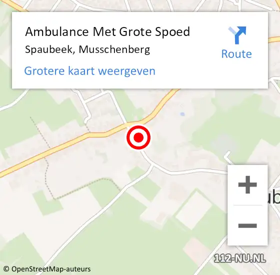 Locatie op kaart van de 112 melding: Ambulance Met Grote Spoed Naar Spaubeek, Musschenberg op 21 december 2013 15:20