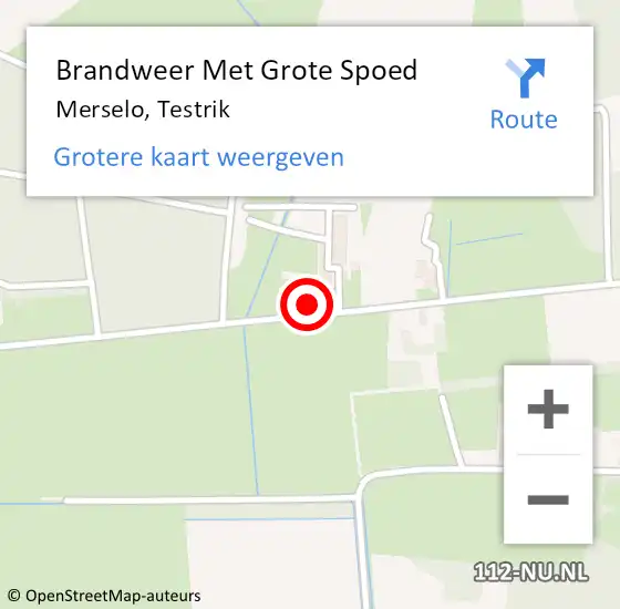 Locatie op kaart van de 112 melding: Brandweer Met Grote Spoed Naar Merselo, Testrik op 18 juli 2016 12:02