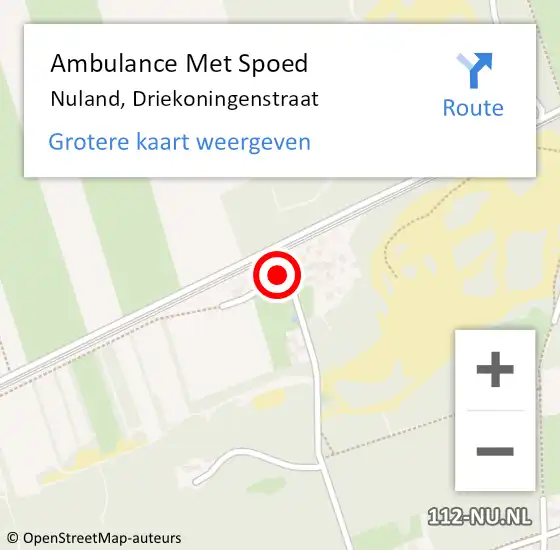 Locatie op kaart van de 112 melding: Ambulance Met Spoed Naar Nuland, Driekoningenstraat op 18 juli 2016 12:18