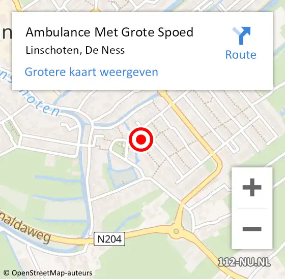 Locatie op kaart van de 112 melding: Ambulance Met Grote Spoed Naar Linschoten, De Ness op 18 juli 2016 12:26