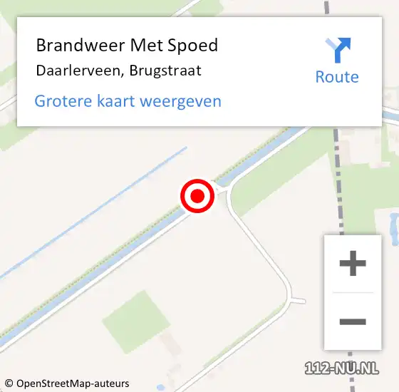 Locatie op kaart van de 112 melding: Brandweer Met Spoed Naar Daarlerveen, Brugstraat op 18 juli 2016 12:46