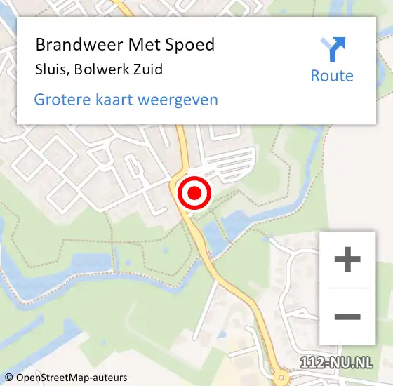 Locatie op kaart van de 112 melding: Brandweer Met Spoed Naar Sluis, Bolwerk Zuid op 18 juli 2016 12:50