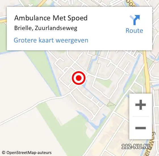 Locatie op kaart van de 112 melding: Ambulance Met Spoed Naar Brielle, Zuurlandseweg op 21 december 2013 15:35