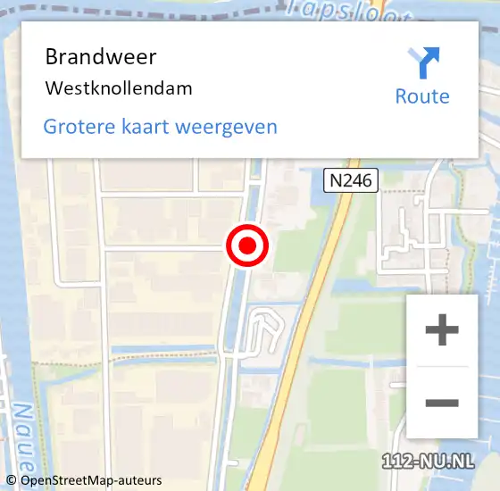 Locatie op kaart van de 112 melding: Brandweer Westknollendam op 18 juli 2016 13:39