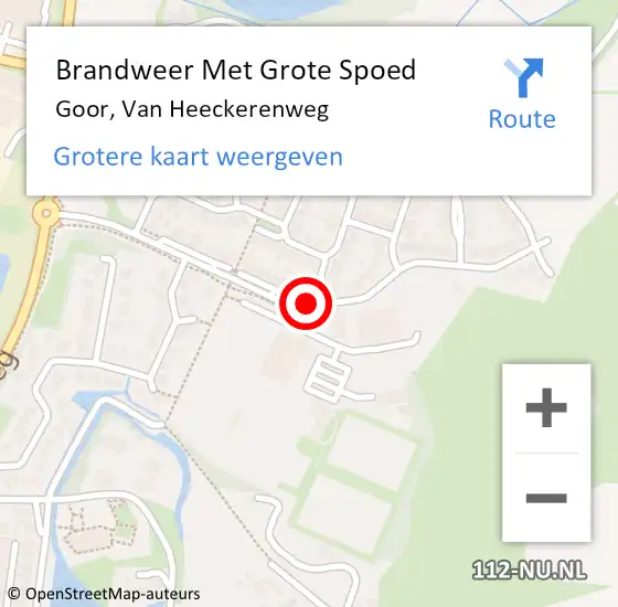 Locatie op kaart van de 112 melding: Brandweer Met Grote Spoed Naar Goor, Van Heeckerenweg op 18 juli 2016 14:09