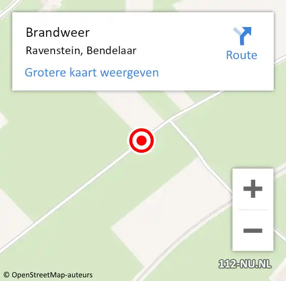 Locatie op kaart van de 112 melding: Brandweer Ravenstein, Bendelaar op 18 juli 2016 14:39