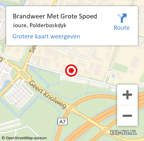 Locatie op kaart van de 112 melding: Brandweer Met Grote Spoed Naar Joure, Polderboskdyk op 21 december 2013 15:48