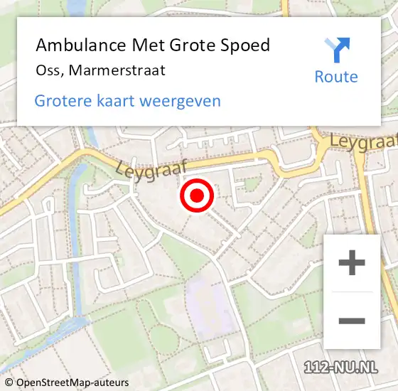 Locatie op kaart van de 112 melding: Ambulance Met Grote Spoed Naar Oss, Marmerstraat op 18 juli 2016 14:44