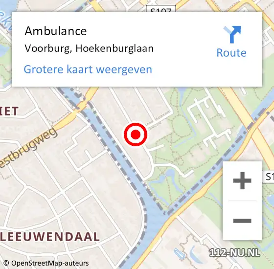 Locatie op kaart van de 112 melding: Ambulance Voorburg, Hoekenburglaan op 18 juli 2016 14:49
