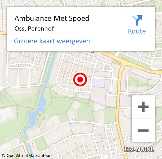 Locatie op kaart van de 112 melding: Ambulance Met Spoed Naar Oss, Perenhof op 18 juli 2016 15:01