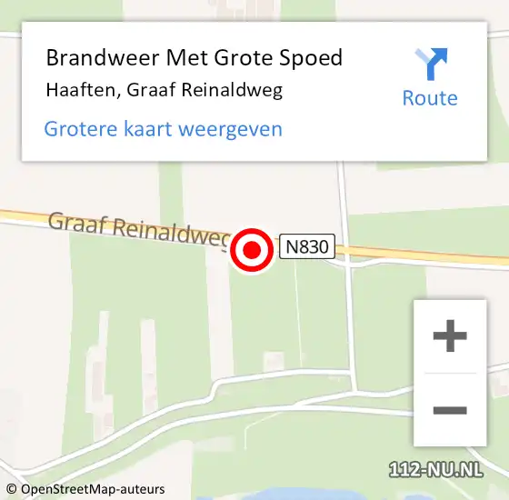 Locatie op kaart van de 112 melding: Brandweer Met Grote Spoed Naar Haaften, Graaf Reinaldweg op 18 juli 2016 15:12