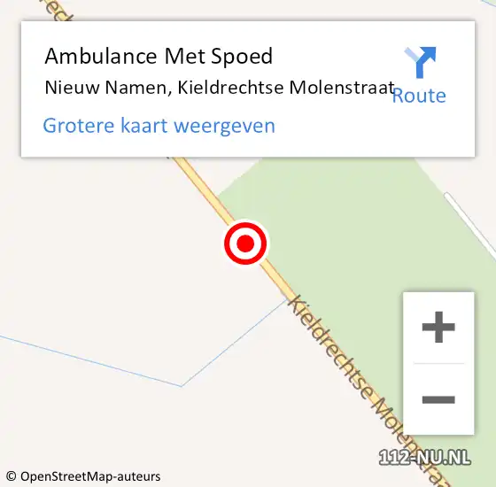 Locatie op kaart van de 112 melding: Ambulance Met Spoed Naar Nieuw Namen, Kieldrechtse Molenstraat op 18 juli 2016 15:51