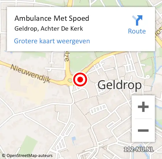 Locatie op kaart van de 112 melding: Ambulance Met Spoed Naar Geldrop, Achter De Kerk op 18 juli 2016 16:34