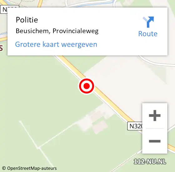 Locatie op kaart van de 112 melding: Politie Beusichem, Provincialeweg op 18 juli 2016 16:55