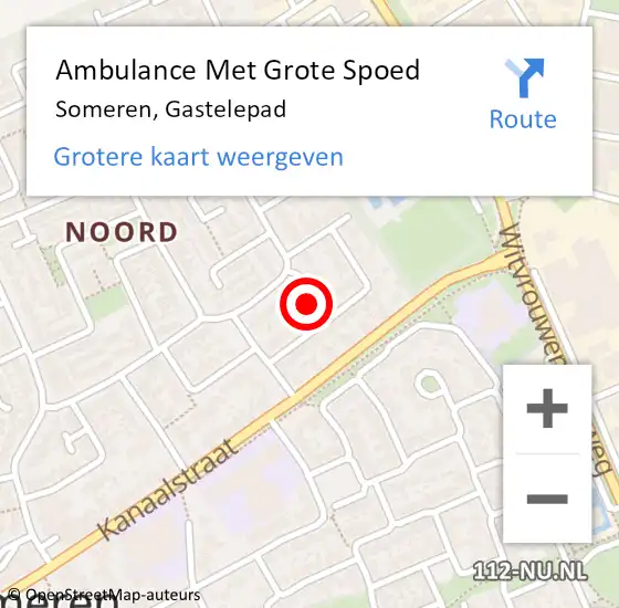 Locatie op kaart van de 112 melding: Ambulance Met Grote Spoed Naar Someren, Gastelepad op 18 juli 2016 16:55