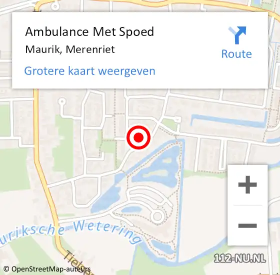 Locatie op kaart van de 112 melding: Ambulance Met Spoed Naar Maurik, Merenriet op 18 juli 2016 17:09