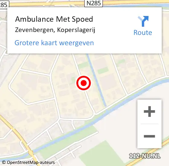 Locatie op kaart van de 112 melding: Ambulance Met Spoed Naar Zevenbergen, Koperslagerij op 18 juli 2016 17:23