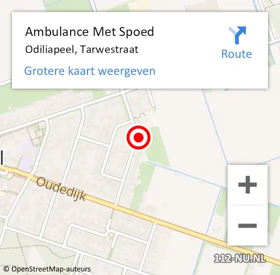 Locatie op kaart van de 112 melding: Ambulance Met Spoed Naar Odiliapeel, Tarwestraat op 18 juli 2016 17:31