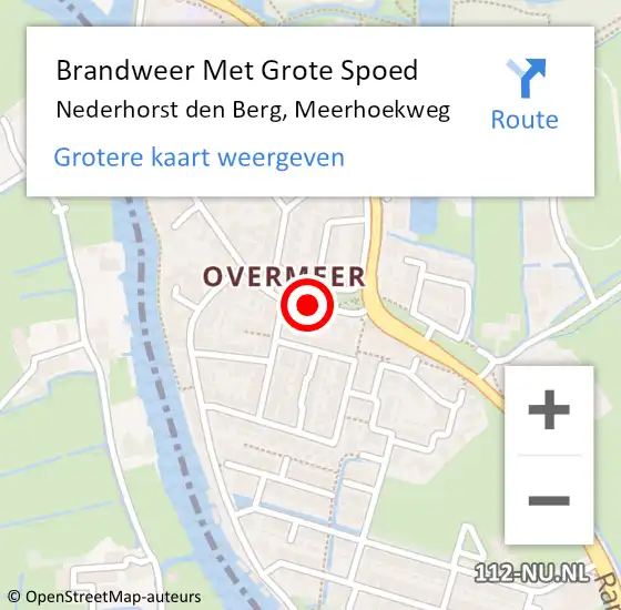 Locatie op kaart van de 112 melding: Brandweer Met Grote Spoed Naar Nederhorst den Berg, Meerhoekweg op 18 juli 2016 17:32