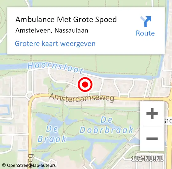 Locatie op kaart van de 112 melding: Ambulance Met Grote Spoed Naar Amstelveen, Nassaulaan op 18 juli 2016 17:46