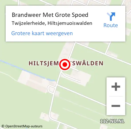 Locatie op kaart van de 112 melding: Brandweer Met Grote Spoed Naar Twijzelerheide, Hiltsjemuoiswalden op 6 september 2013 15:43