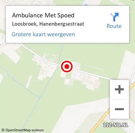 Locatie op kaart van de 112 melding: Ambulance Met Spoed Naar Loosbroek, Hanenbergsestraat op 18 juli 2016 17:55