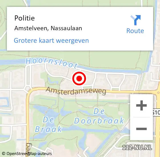 Locatie op kaart van de 112 melding: Politie Amstelveen, Nassaulaan op 18 juli 2016 18:07