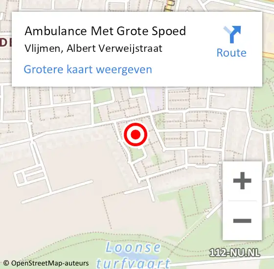 Locatie op kaart van de 112 melding: Ambulance Met Grote Spoed Naar Vlijmen, Albert Verweijstraat op 18 juli 2016 18:08