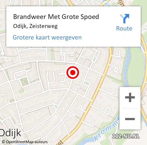 Locatie op kaart van de 112 melding: Brandweer Met Grote Spoed Naar Odijk, Zeisterweg op 18 juli 2016 18:26