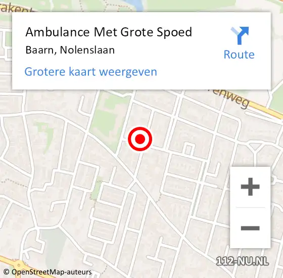 Locatie op kaart van de 112 melding: Ambulance Met Grote Spoed Naar Baarn, Nolenslaan op 18 juli 2016 18:43