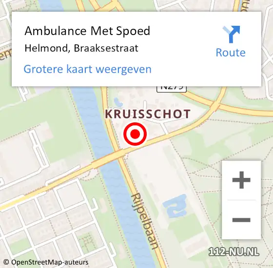 Locatie op kaart van de 112 melding: Ambulance Met Spoed Naar Helmond, Braaksestraat op 18 juli 2016 19:18