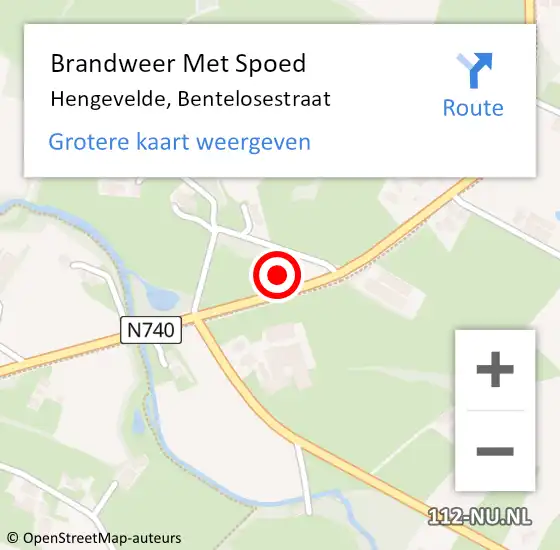 Locatie op kaart van de 112 melding: Brandweer Met Spoed Naar Hengevelde, Bentelosestraat op 18 juli 2016 19:55