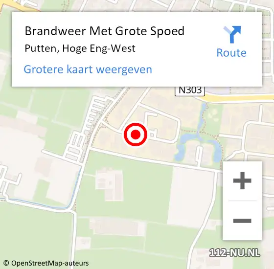 Locatie op kaart van de 112 melding: Brandweer Met Grote Spoed Naar Putten, Hoge Eng-West op 18 juli 2016 20:07