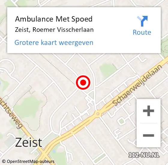 Locatie op kaart van de 112 melding: Ambulance Met Spoed Naar Zeist, Roemer Visscherlaan op 18 juli 2016 22:19
