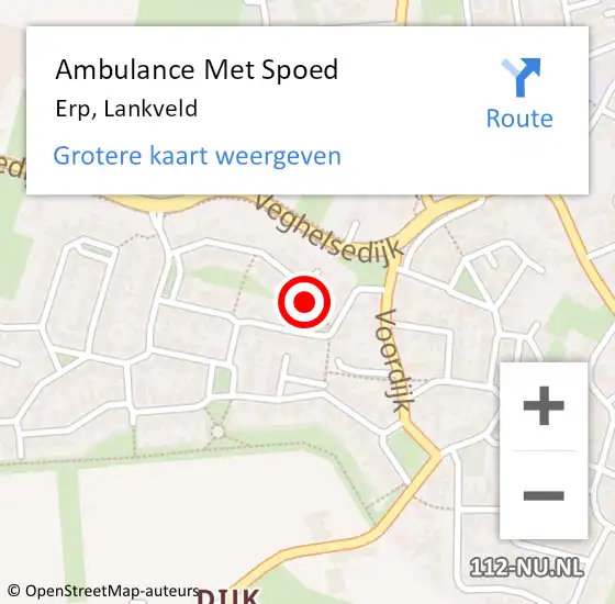 Locatie op kaart van de 112 melding: Ambulance Met Spoed Naar Erp, Lankveld op 18 juli 2016 22:53