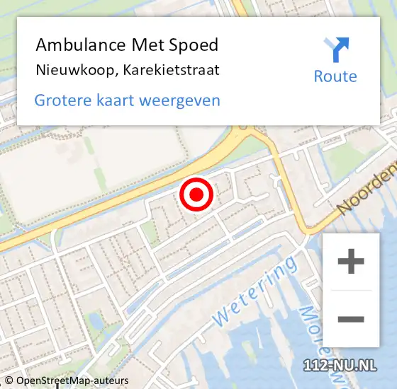 Locatie op kaart van de 112 melding: Ambulance Met Spoed Naar Nieuwkoop, Karekietstraat op 18 juli 2016 23:03