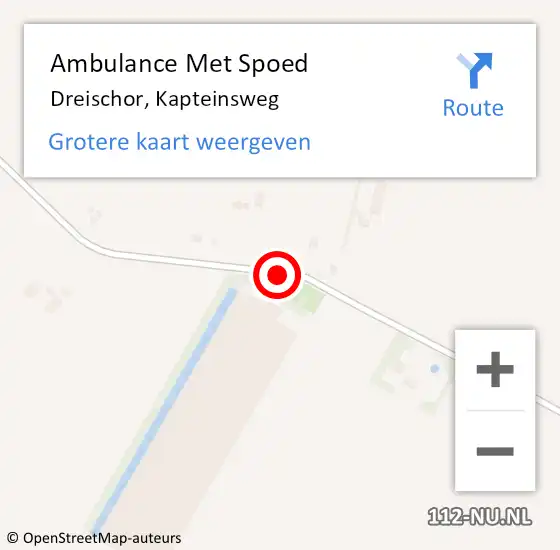 Locatie op kaart van de 112 melding: Ambulance Met Spoed Naar Dreischor, Kapteinsweg op 19 juli 2016 00:20