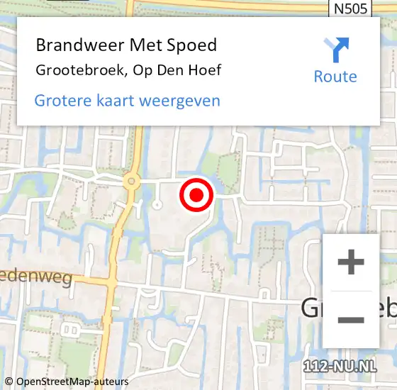 Locatie op kaart van de 112 melding: Brandweer Met Spoed Naar Grootebroek, Op Den Hoef op 19 juli 2016 00:28