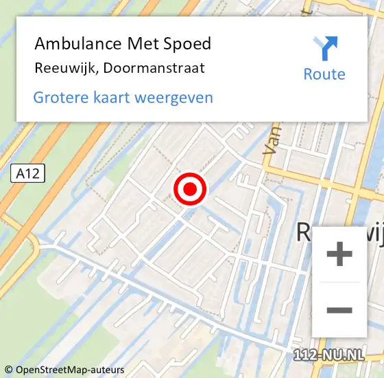 Locatie op kaart van de 112 melding: Ambulance Met Spoed Naar Reeuwijk, Doormanstraat op 19 juli 2016 01:52