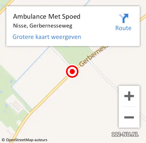 Locatie op kaart van de 112 melding: Ambulance Met Spoed Naar Nisse, Gerbernesseweg op 19 juli 2016 02:15