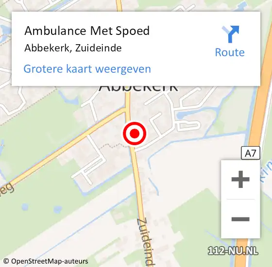 Locatie op kaart van de 112 melding: Ambulance Met Spoed Naar Abbekerk, Zuideinde op 19 juli 2016 08:31