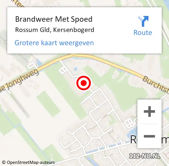 Locatie op kaart van de 112 melding: Brandweer Met Spoed Naar Rossum Gld, Kersenbogerd op 21 december 2013 17:12