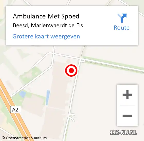 Locatie op kaart van de 112 melding: Ambulance Met Spoed Naar Beesd, Marienwaerdt de Els op 19 juli 2016 09:14