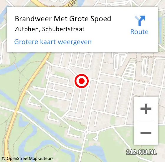 Locatie op kaart van de 112 melding: Brandweer Met Grote Spoed Naar Zutphen, Schubertstraat op 19 juli 2016 09:28