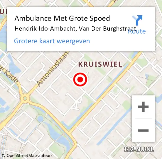 Locatie op kaart van de 112 melding: Ambulance Met Grote Spoed Naar Hendrik-Ido-Ambacht, Van Der Burghstraat op 19 juli 2016 10:12