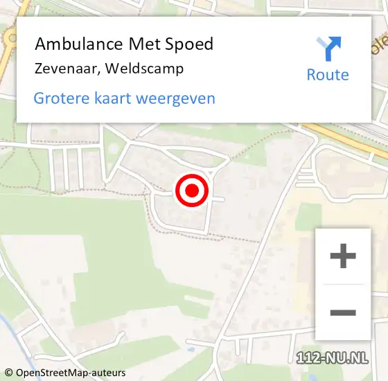 Locatie op kaart van de 112 melding: Ambulance Met Spoed Naar Zevenaar, Weldscamp op 19 juli 2016 10:46