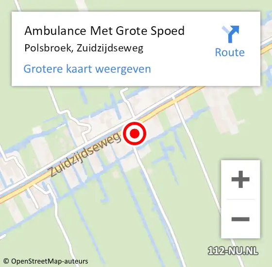 Locatie op kaart van de 112 melding: Ambulance Met Grote Spoed Naar Polsbroek, Zuidzijdseweg op 19 juli 2016 11:04